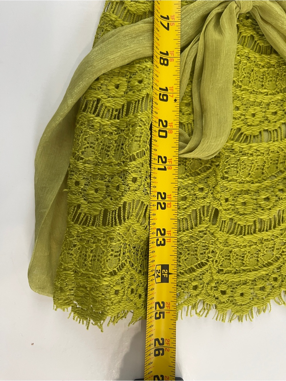 Areve Womens Size Med Blouse Green Sheer Sleeve Scoop Neck Lined Lace - Picture 8 of 8